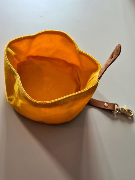 Waxed Canvas Travel Dog Bowl