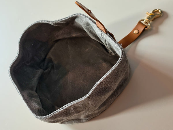 Waxed Canvas Travel Dog Bowl