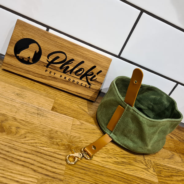 Waxed Canvas Travel Dog Bowl